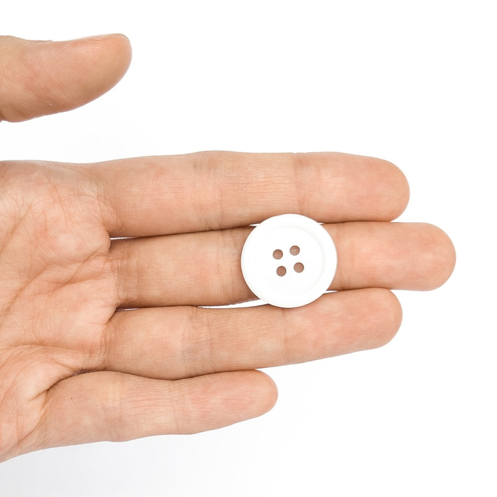 4-Hole Round White Plastic Buttons 8mm / 11mm / 15mm / 18mm / 20mm / 25mm / 30mm