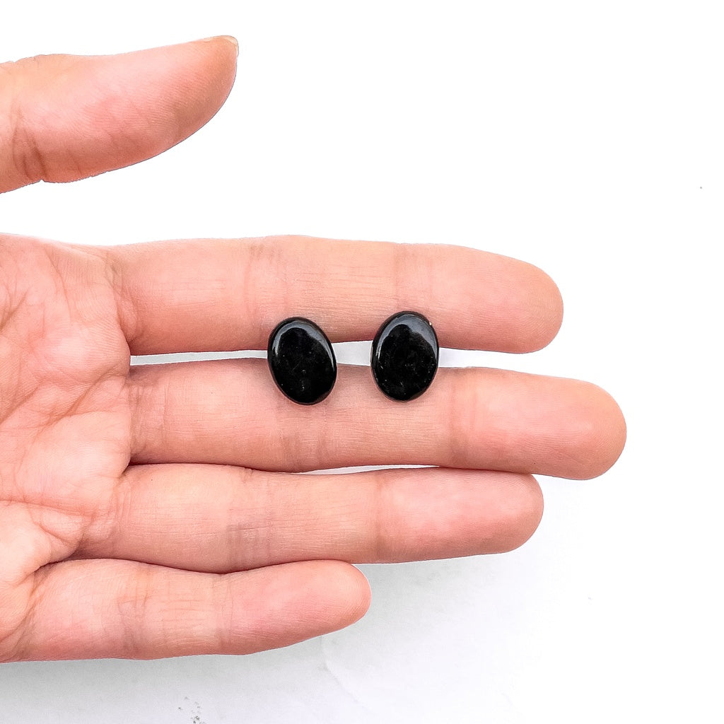 Oval Shaped Black Plastic Amigurumi Toy Safety Eyes / Nose