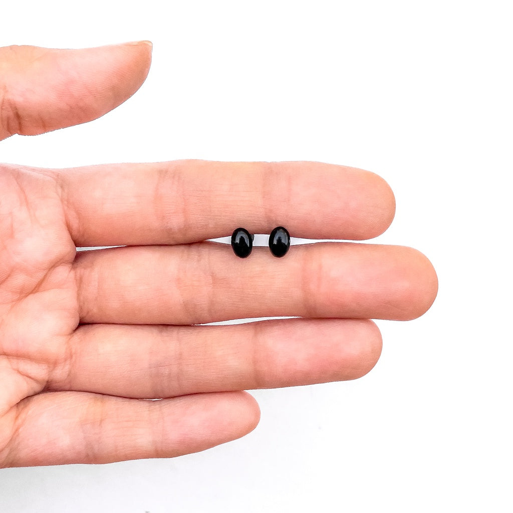 Oval Shaped Black Plastic Amigurumi Toy Safety Eyes / Nose