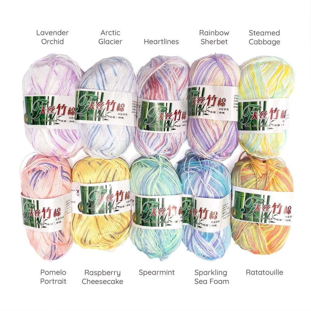 Bamboo Cotton Blend Yarn (70% Bamboo, 30% Cotton) 6ply Lace Multicolor / Variegated (50g) - 2 of 2