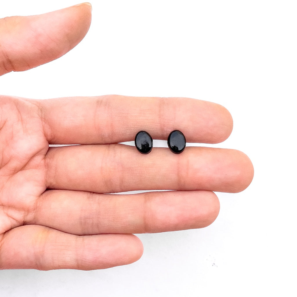 Oval Shaped Black Plastic Amigurumi Toy Safety Eyes / Nose
