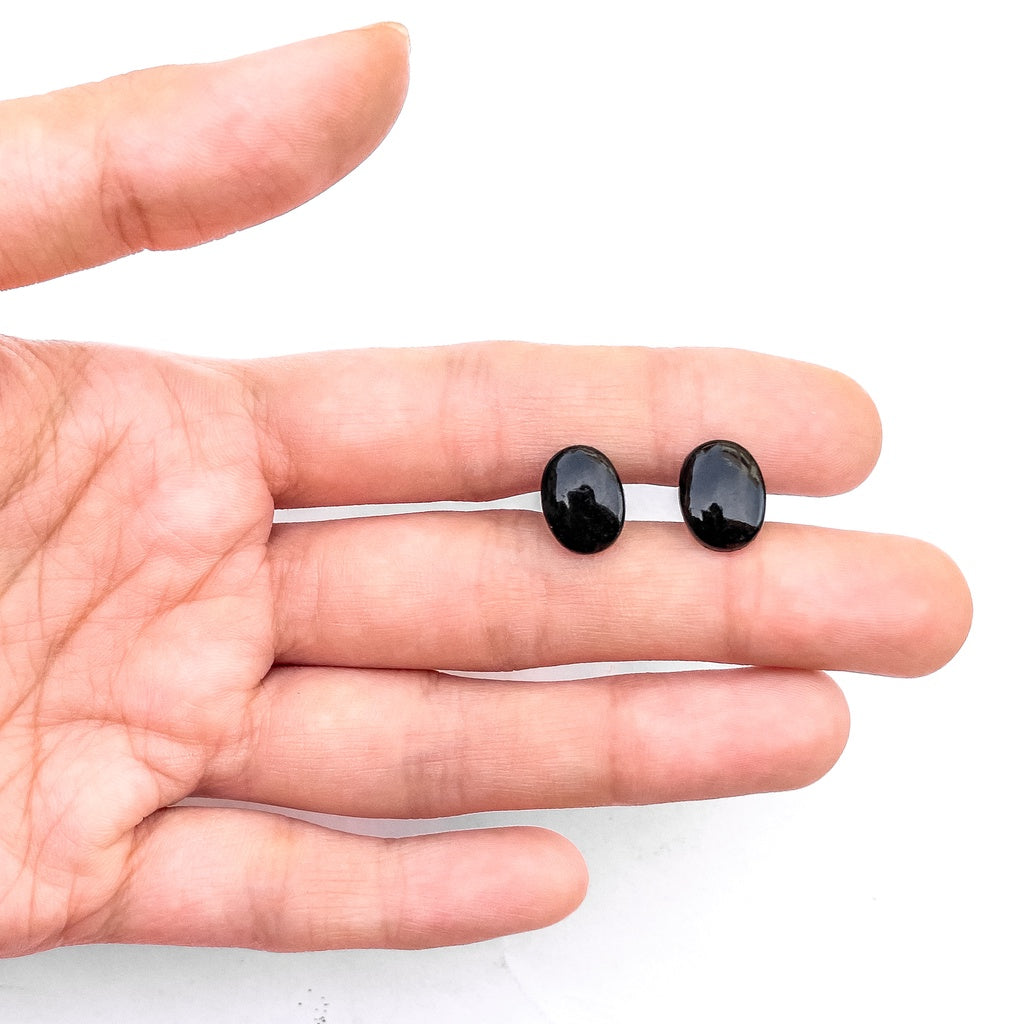 Oval Shaped Black Plastic Amigurumi Toy Safety Eyes / Nose