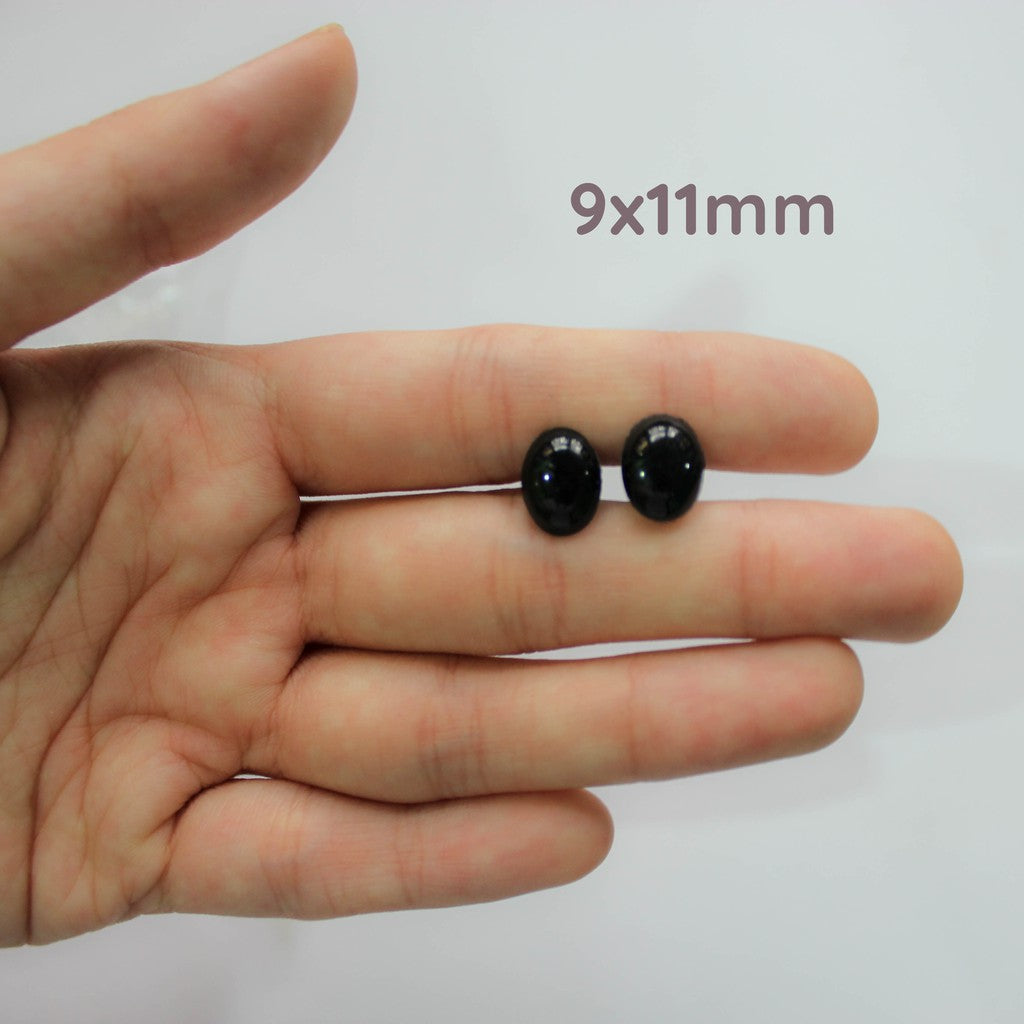 Oval Shaped Black Plastic Amigurumi Toy Safety Eyes / Nose