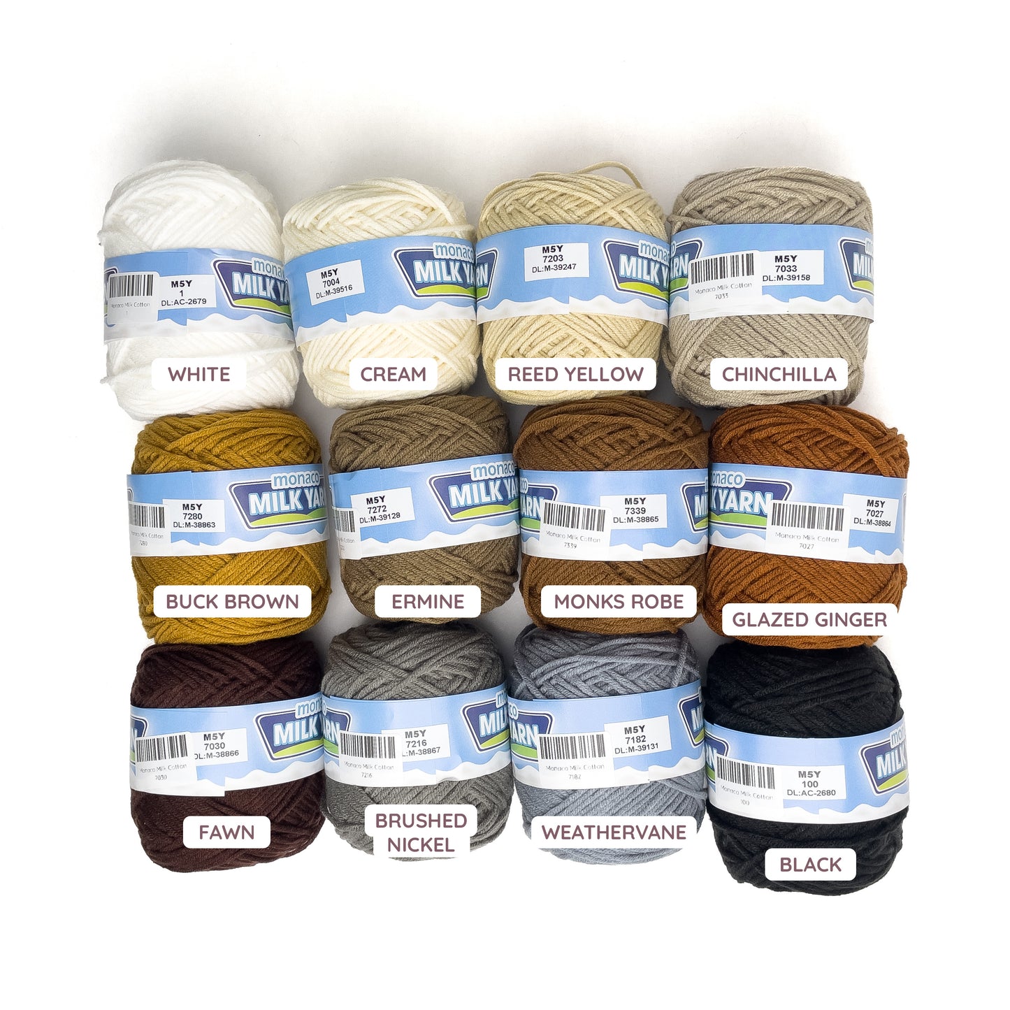 Monaco Milk Yarn 5ply Milk Cotton Yarn 100% Acrylic for Crochet and Knitting (50g)