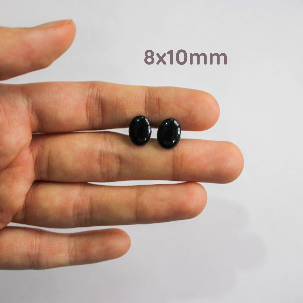 Oval Shaped Black Plastic Amigurumi Toy Safety Eyes / Nose