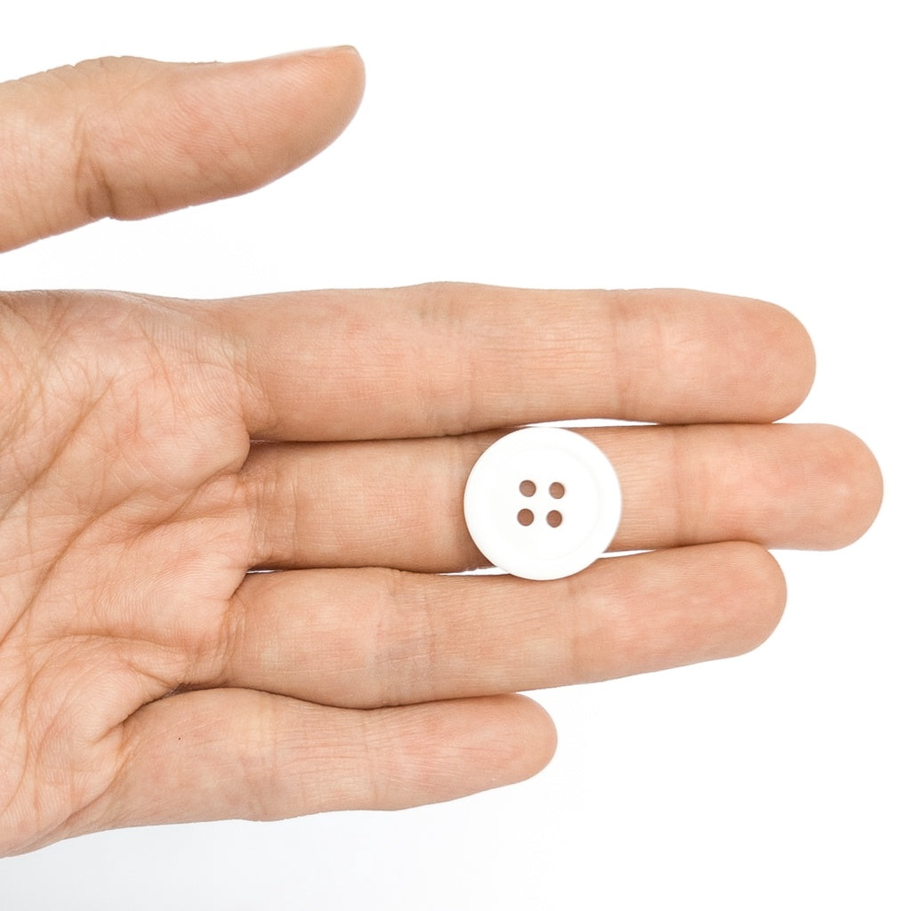 4-Hole Round White Plastic Buttons 8mm / 11mm / 15mm / 18mm / 20mm / 25mm / 30mm