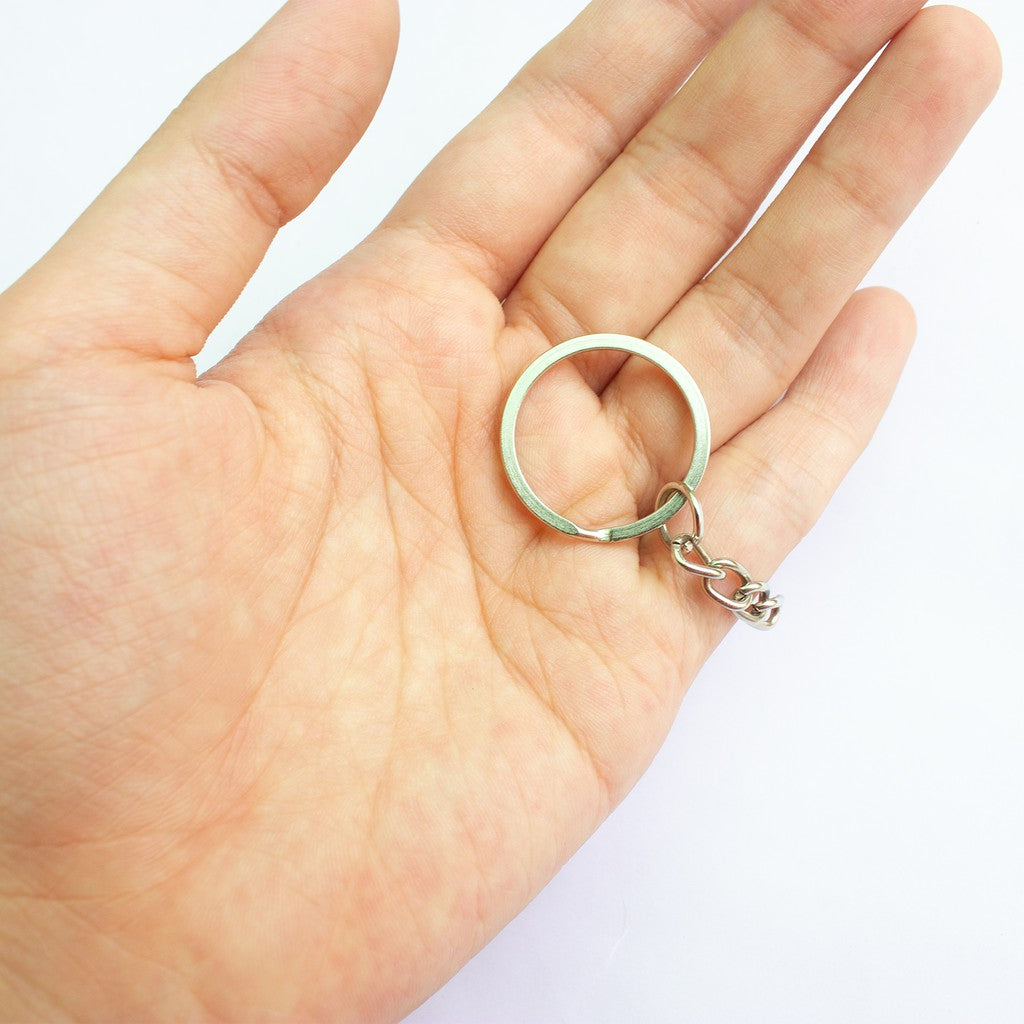 10pcs Flat Metal Keychain / Key Chain / Key Rings / Key Holder 25mm