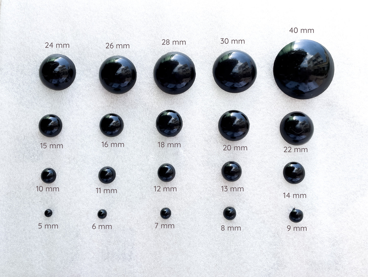 Round Black Safety Eyes for Crochet Amigurumi 5 6 8 9 10 12 14 16 18 20 22 24 26 28 30 40mm