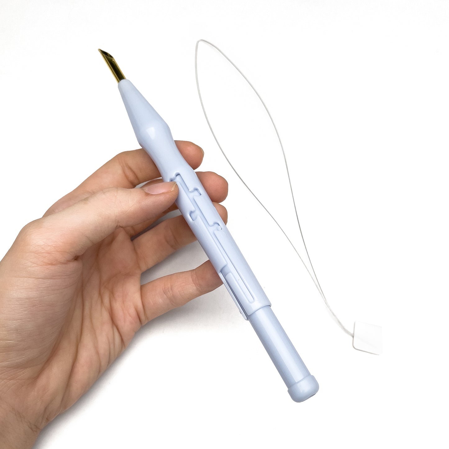 Adjustable Punch Needle Needles Plastic Embroidery Pen Pink Blue Color with Threader (1pc)