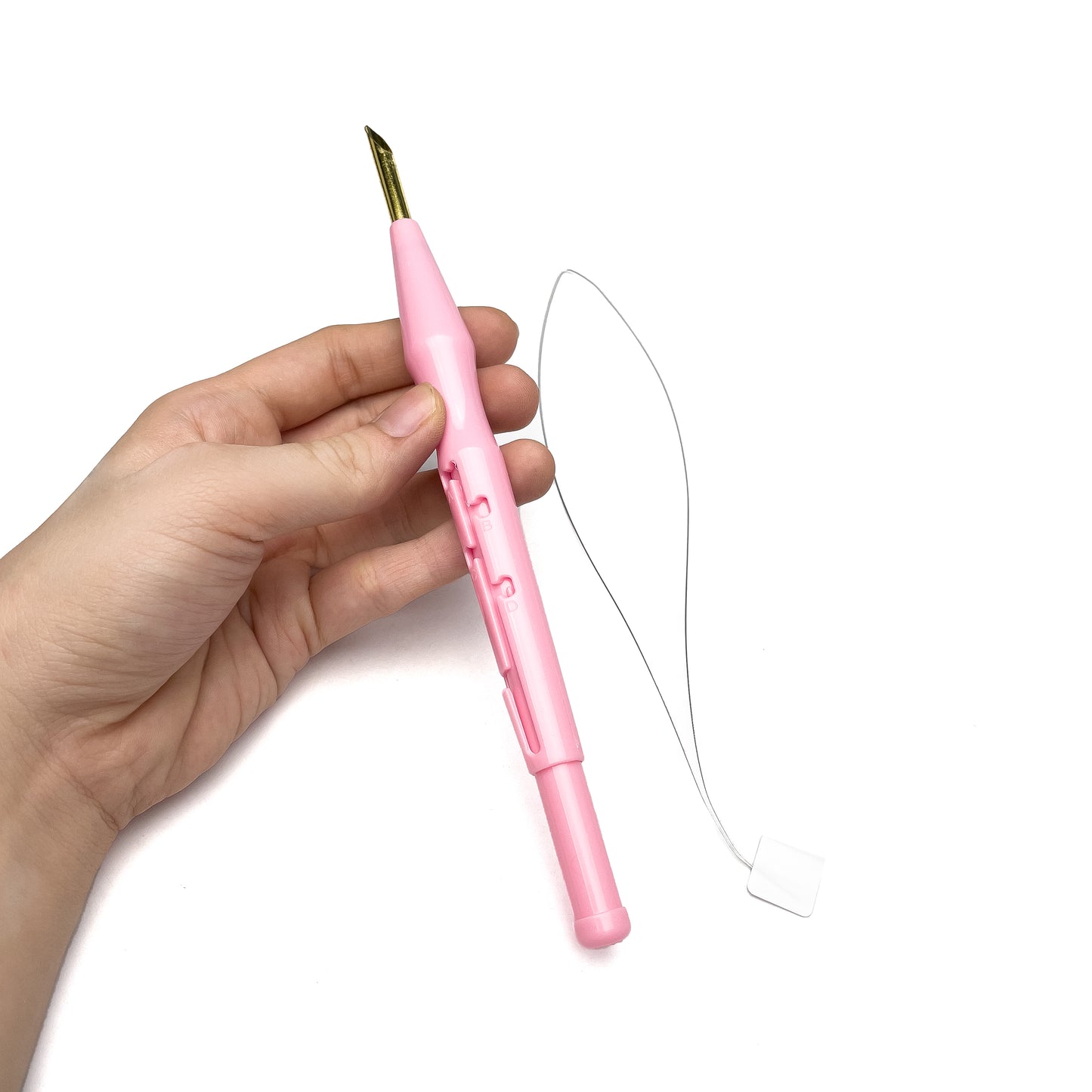 Adjustable Punch Needle Needles Plastic Embroidery Pen Pink Blue Color with Threader (1pc)