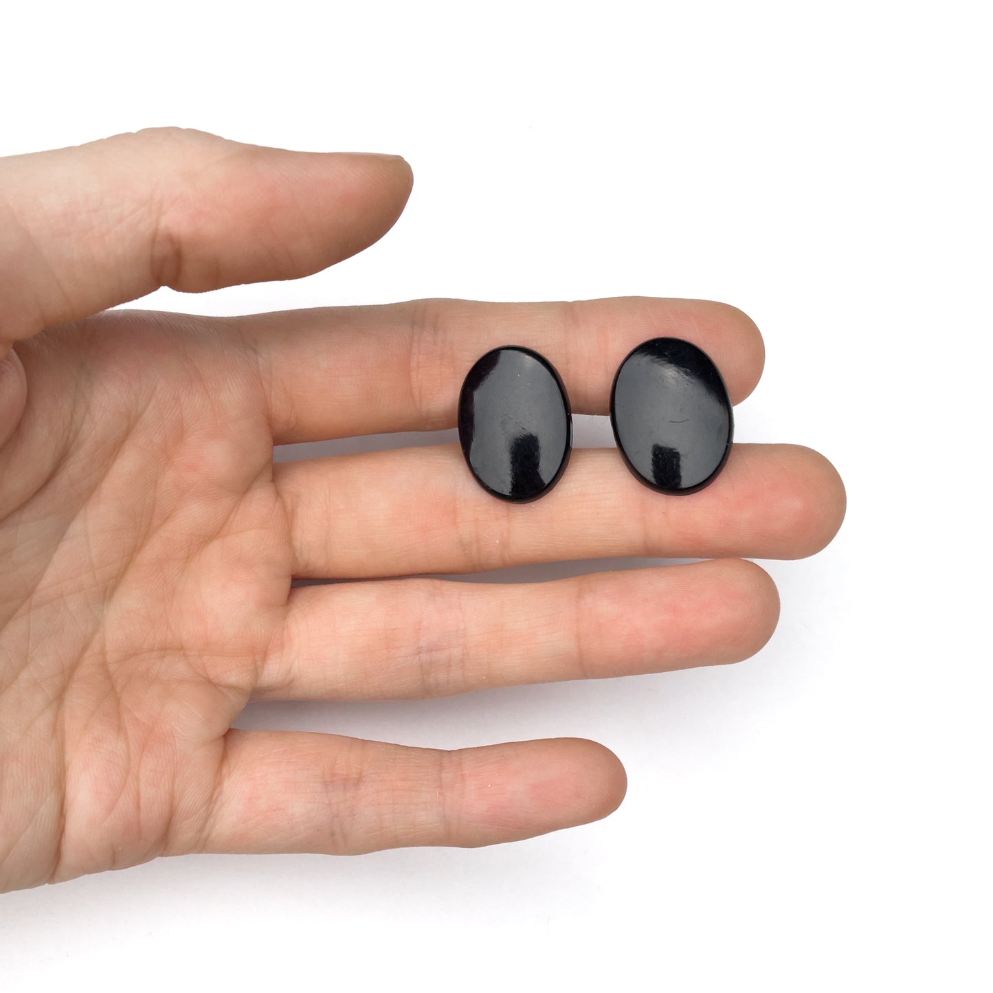 Oval Shaped Black Plastic Amigurumi Toy Safety Eyes / Nose