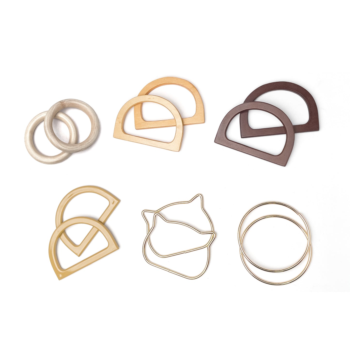 Bag Handle Metal Wood Plastic 2pcs D Round Cat Shaped DIY Purse Handbag Handle Replacement