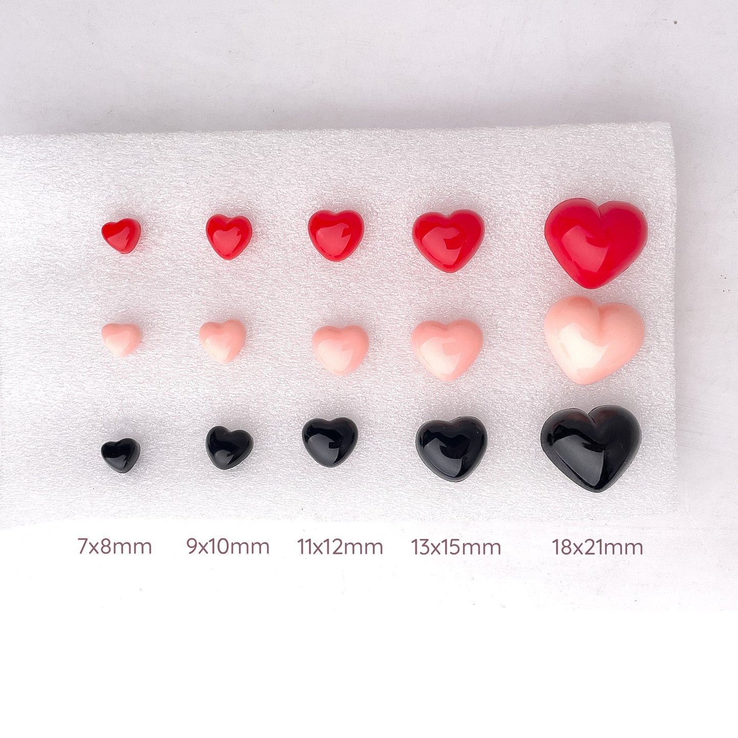 Heart shaped safety nose / eyes for toys - black / red / pink (4pcs)