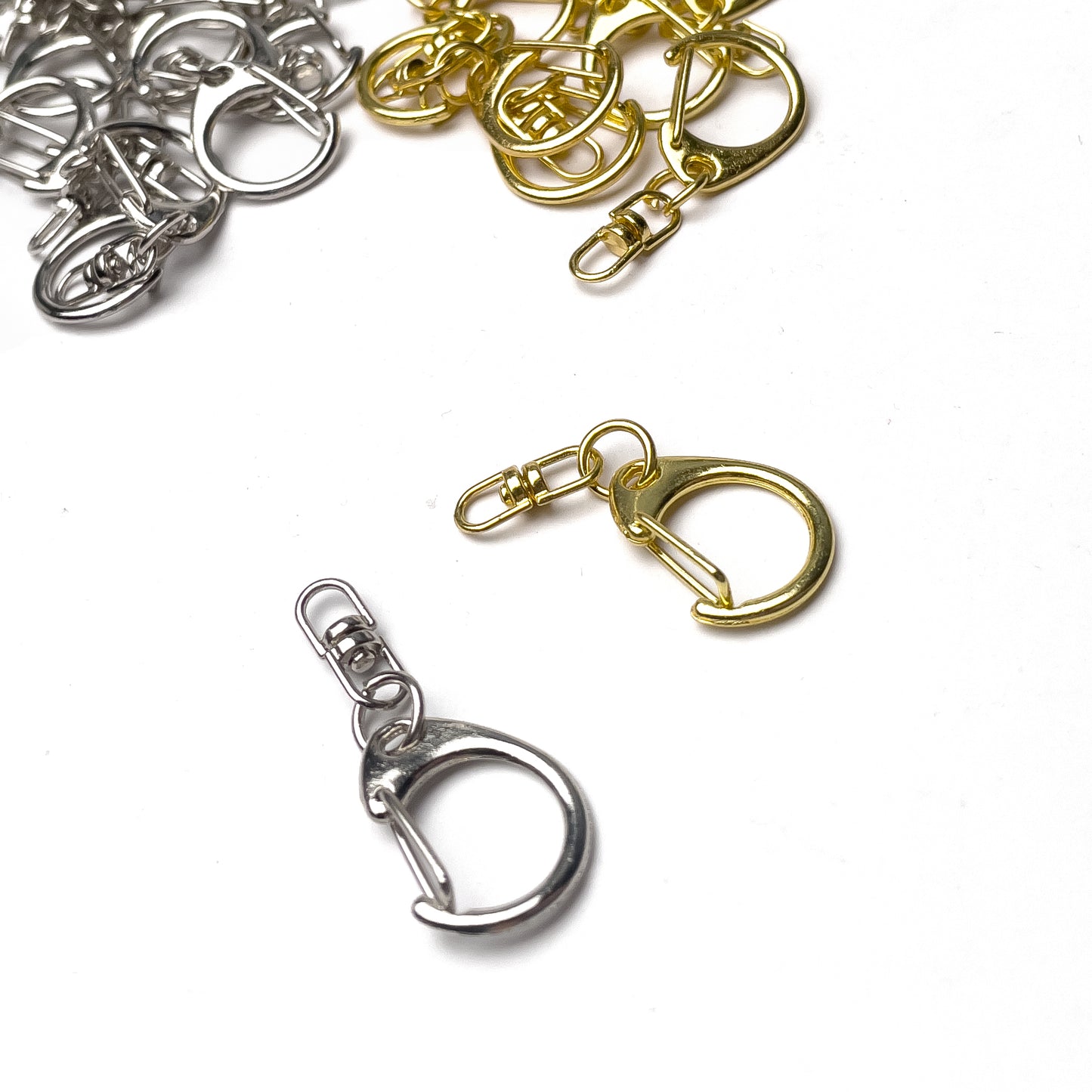 5pcs Keychain Charm Holder with Swivel / Key Chain Gold Silver