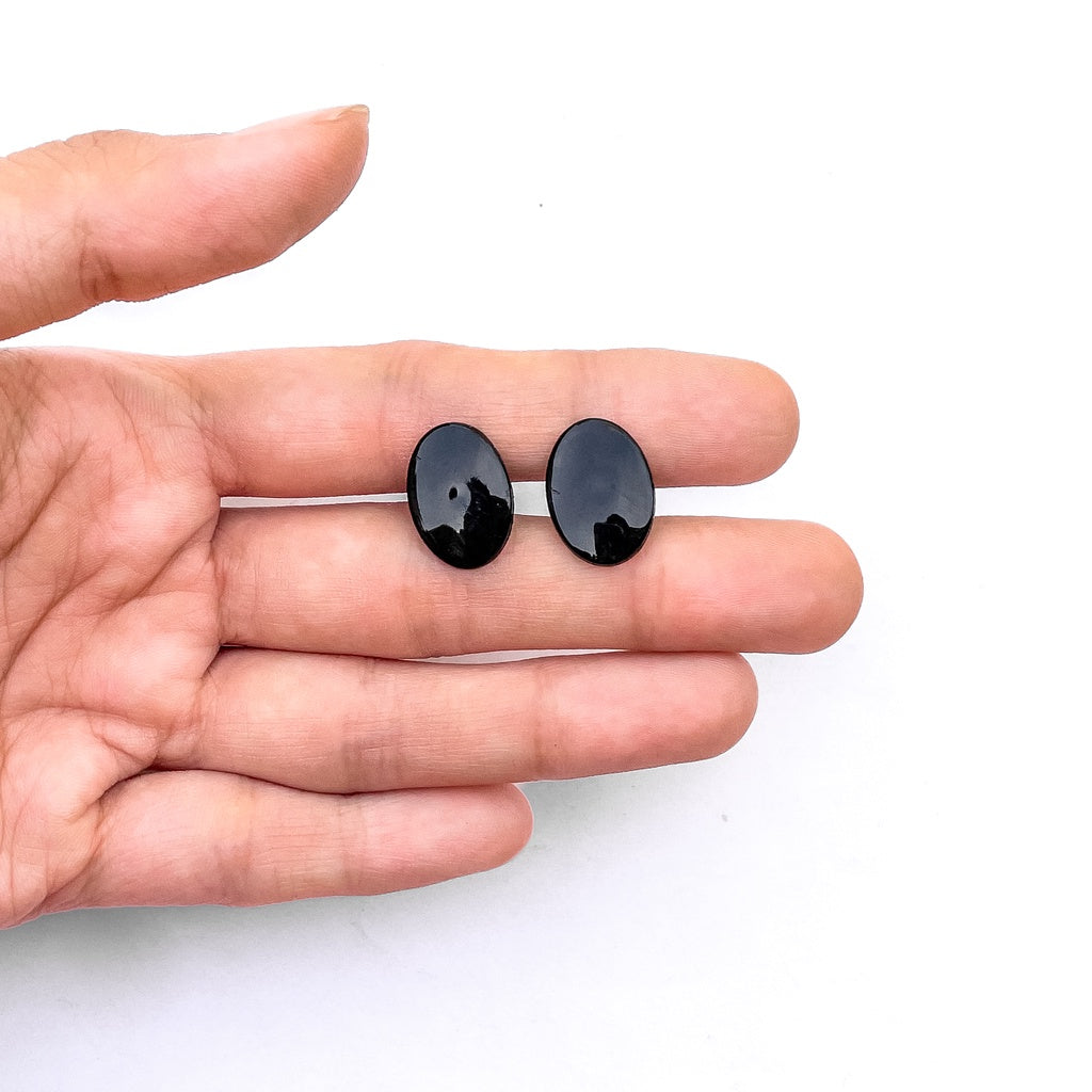 Oval Shaped Black Plastic Amigurumi Toy Safety Eyes / Nose
