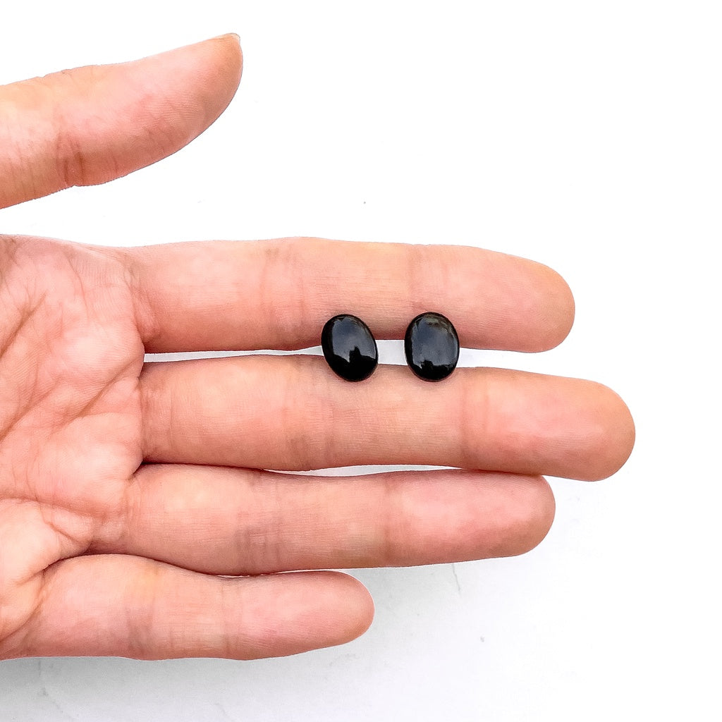 Oval Shaped Black Plastic Amigurumi Toy Safety Eyes / Nose