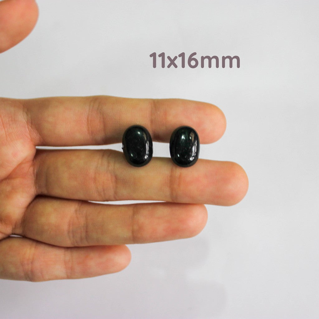 Oval Shaped Black Plastic Amigurumi Toy Safety Eyes / Nose