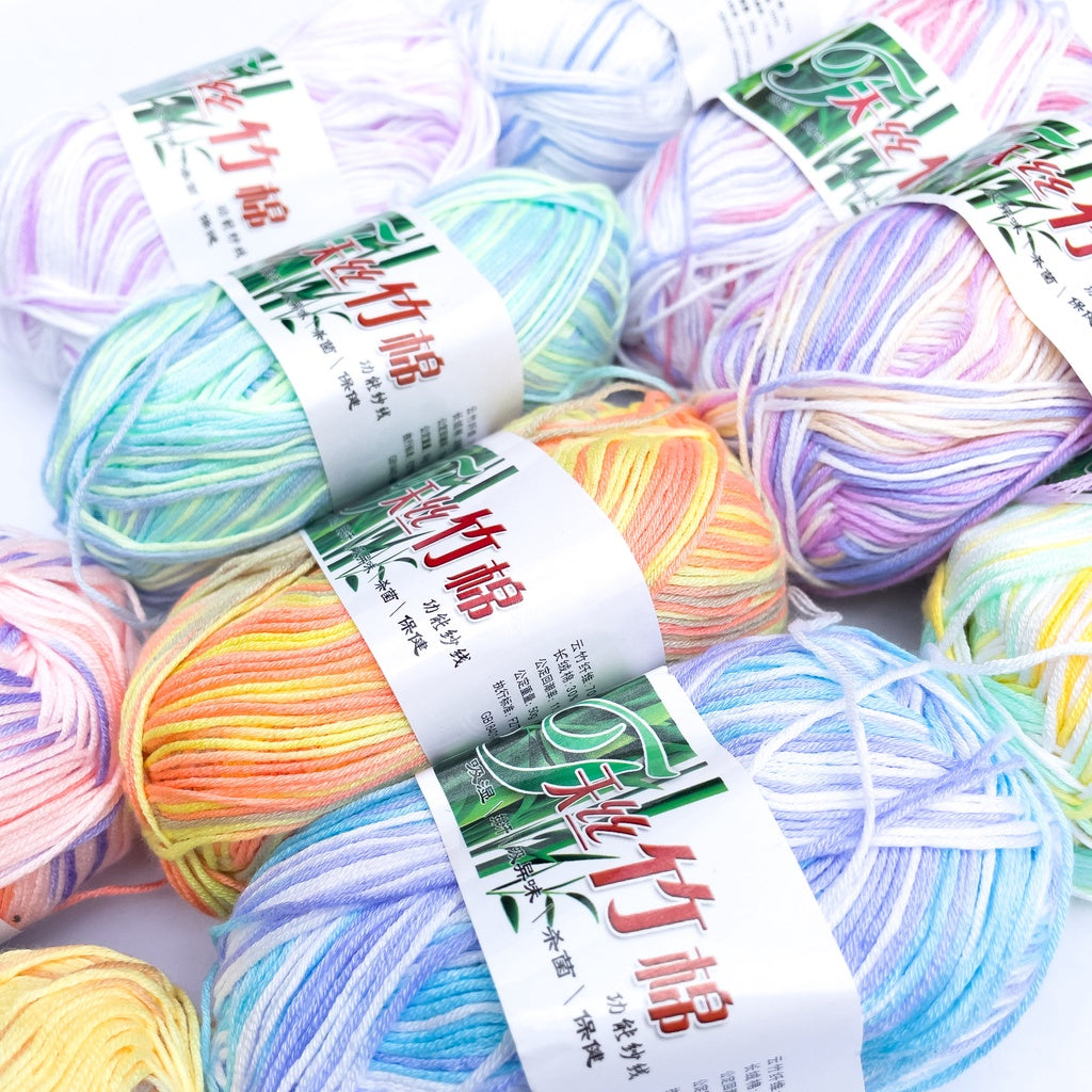 Bamboo Cotton Blend Yarn (70% Bamboo, 30% Cotton) 6ply Lace Multicolor / Variegated (50g) - 2 of 2