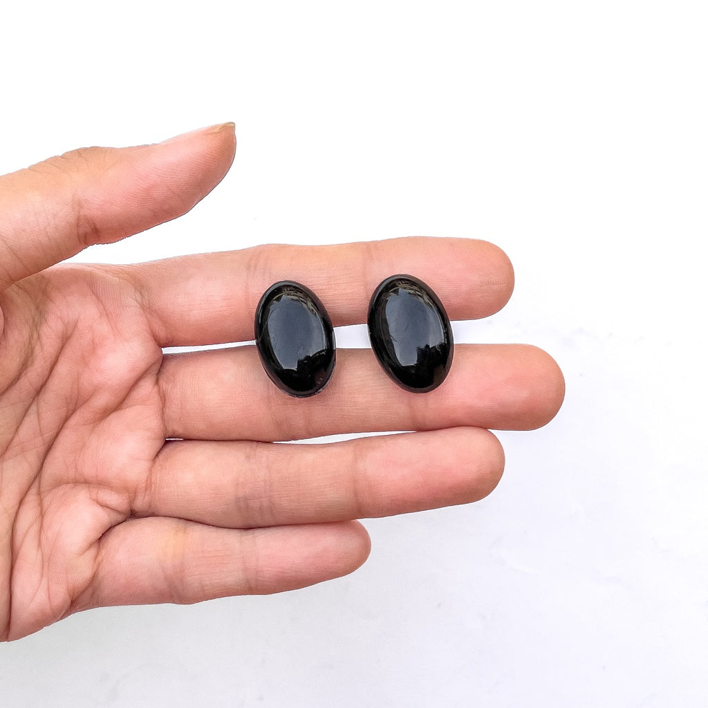 Oval Shaped Black Plastic Amigurumi Toy Safety Eyes / Nose