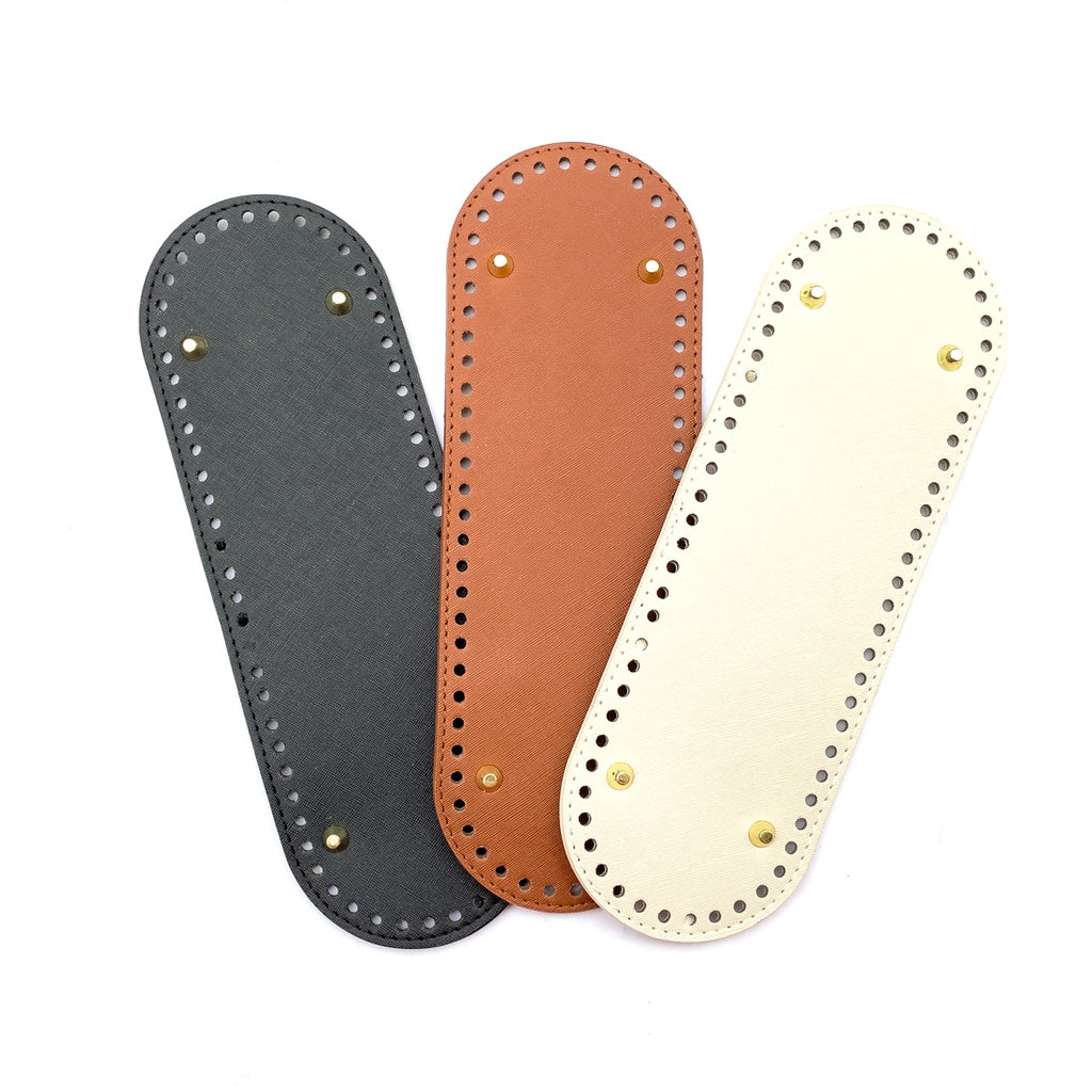 PU Leather Bag Base Bottom with Bag Feet and Holes for Crochet and Knitting DIY