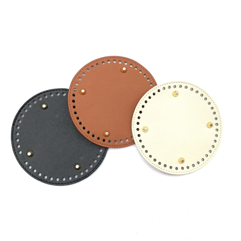 PU Leather Bag Base Bottom with Bag Feet and Holes for Crochet and Knitting DIY