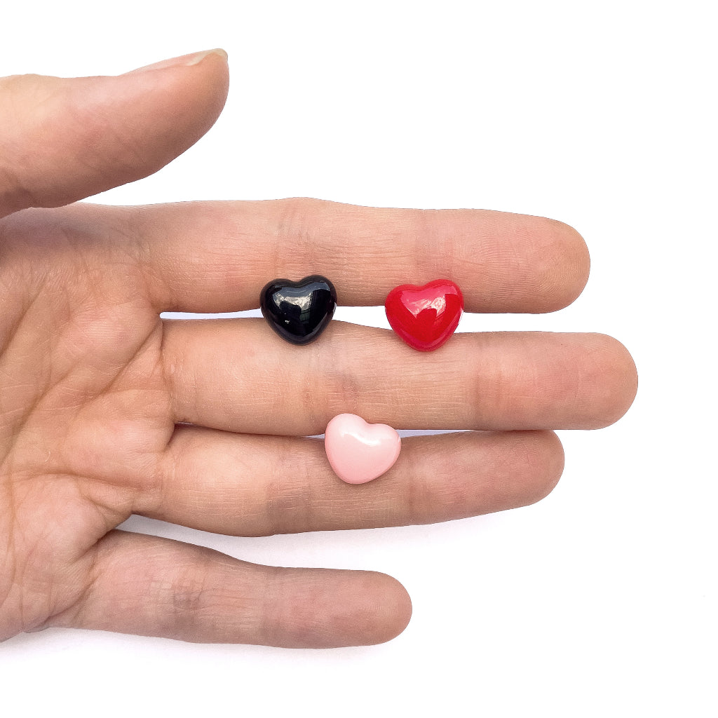 Heart shaped safety nose / eyes for toys - black / red / pink (4pcs)