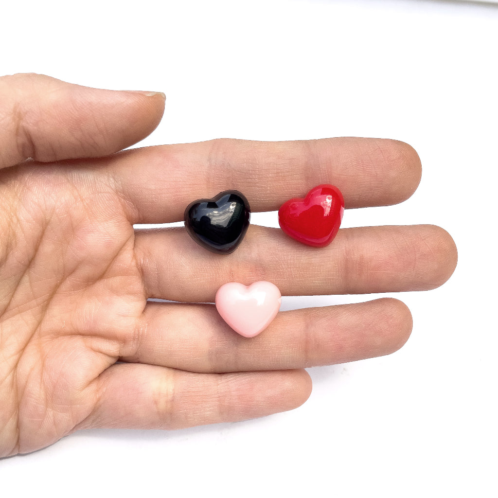 Heart shaped safety nose / eyes for toys - black / red / pink (4pcs)