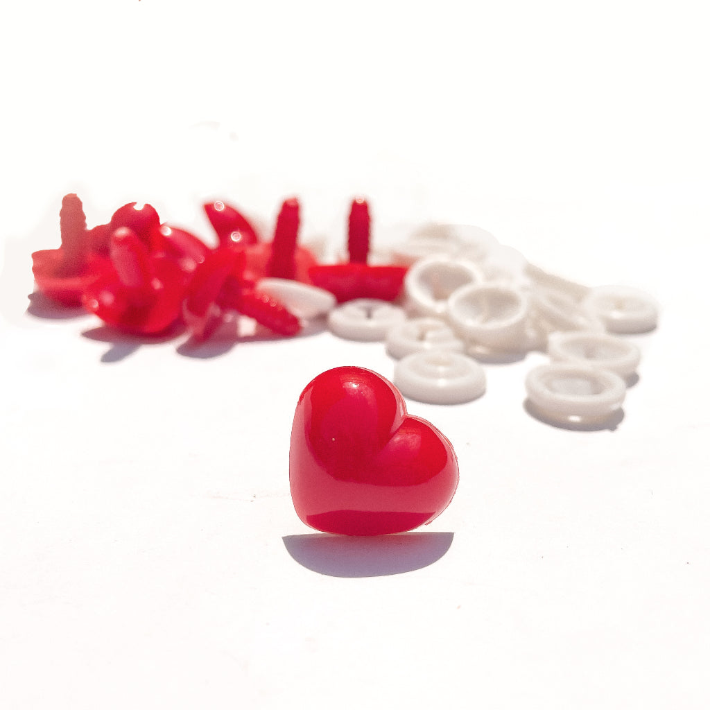 Heart shaped safety nose / eyes for toys - black / red / pink (4pcs)