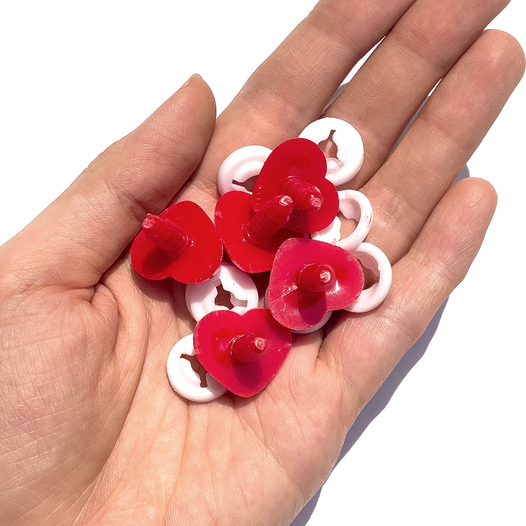 Heart shaped safety nose / eyes for toys - black / red / pink (4pcs)