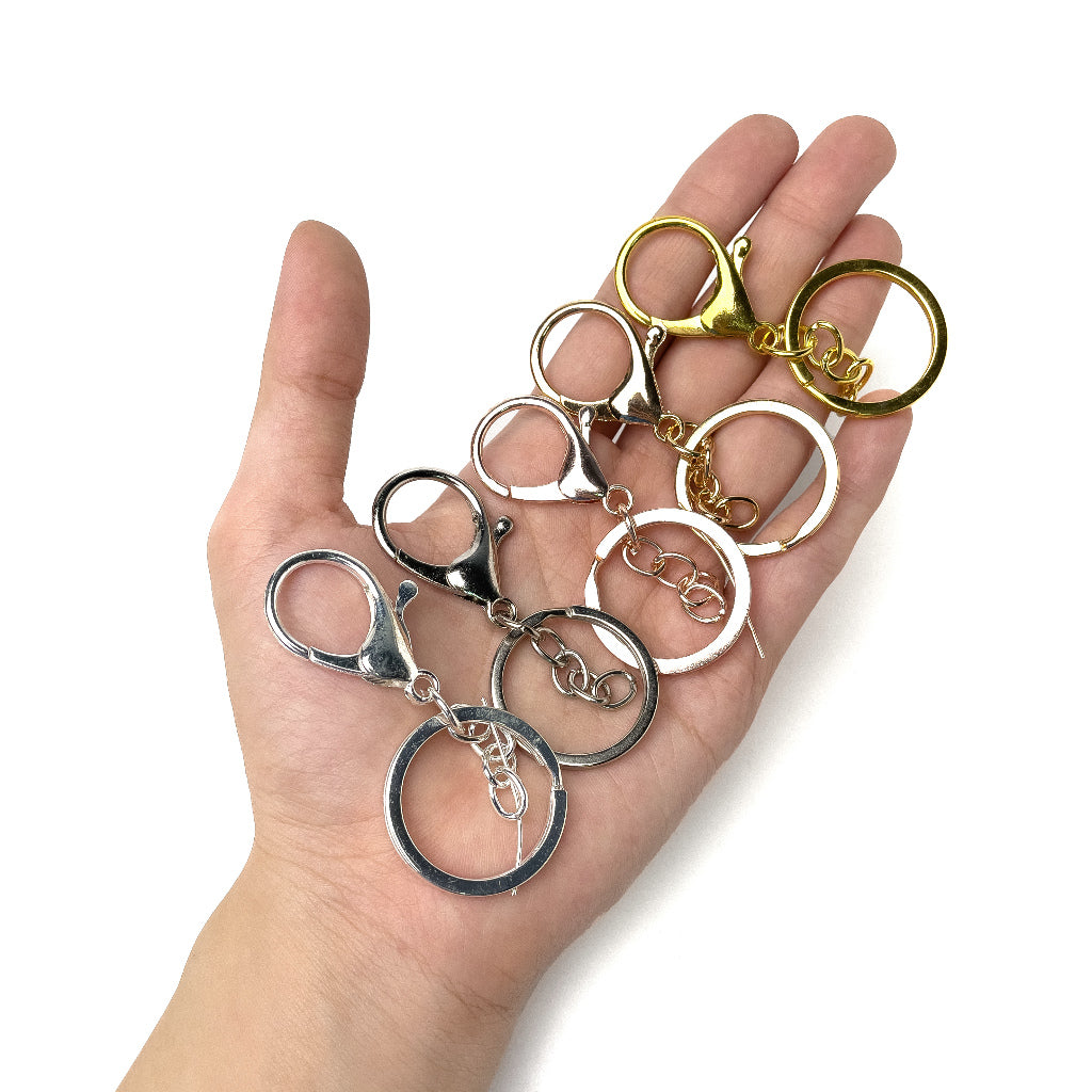 Keychain with Lobster Clasp DIY Key Chain Key Ring (Gold, SIlver, Rose Gold) Metal Swivel or Chain