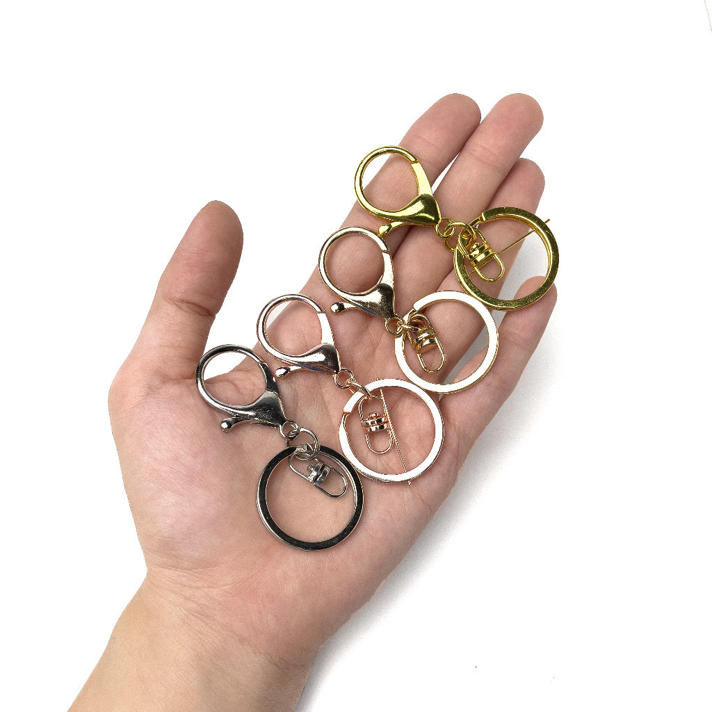 Keychain with Lobster Clasp DIY Key Chain Key Ring (Gold, SIlver, Rose Gold) Metal Swivel or Chain