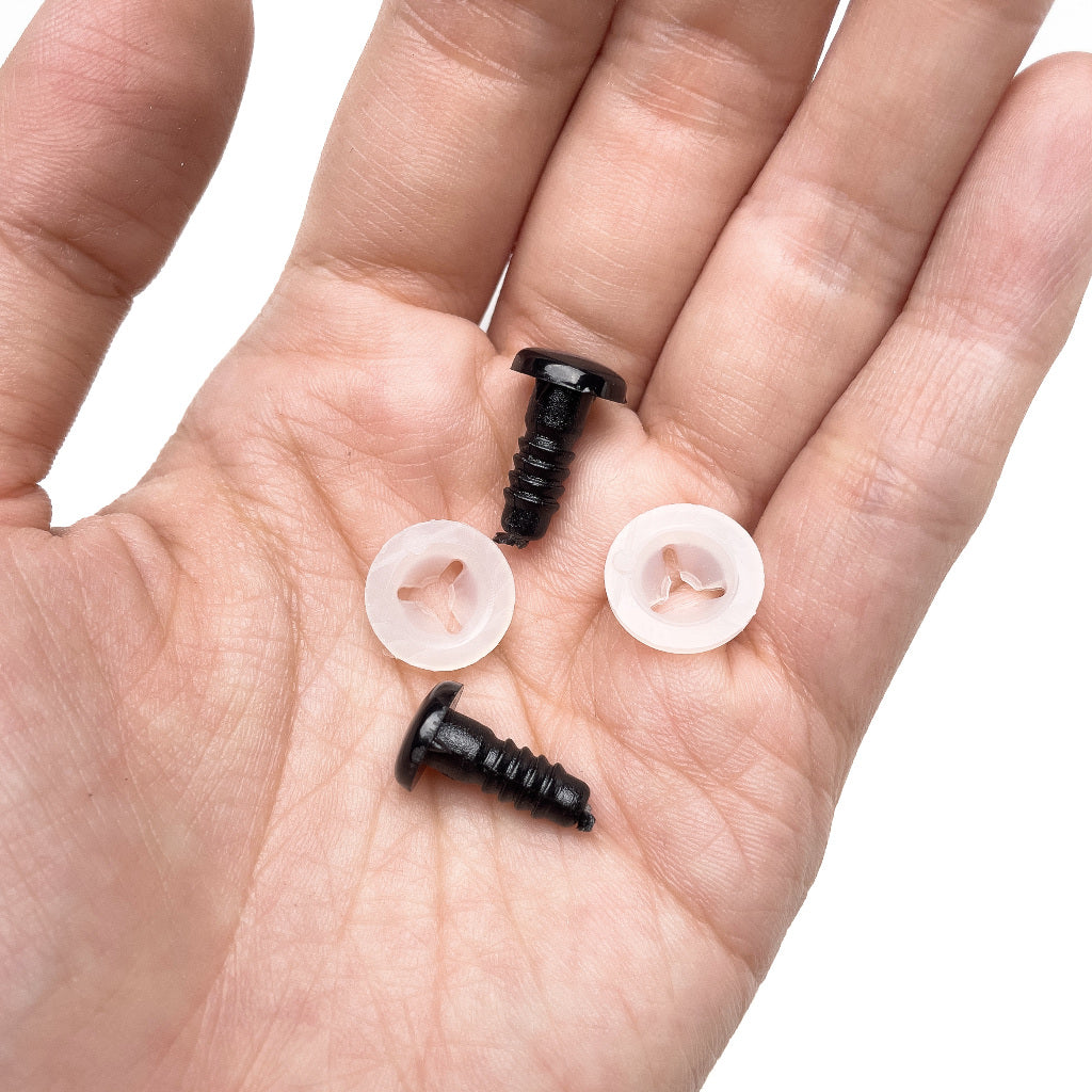 Round Flat Safety Eyes Black Plastic Doll Eyes for Crochet Amigurumi 6 8 10 12 14mm (10pcs)