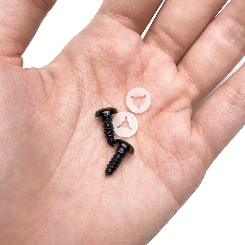 Round Flat Safety Eyes Black Plastic Doll Eyes for Crochet Amigurumi 6 8 10 12 14mm (10pcs)