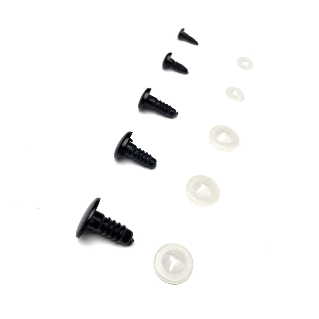 Round Flat Safety Eyes Black Plastic Doll Eyes for Crochet Amigurumi 6 8 10 12 14mm (10pcs)