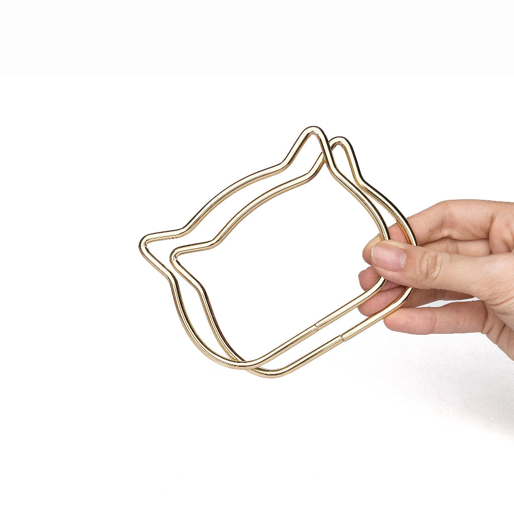 Bag Handle Metal Wood Plastic 2pcs D Round Cat Shaped DIY Purse Handbag Handle Replacement