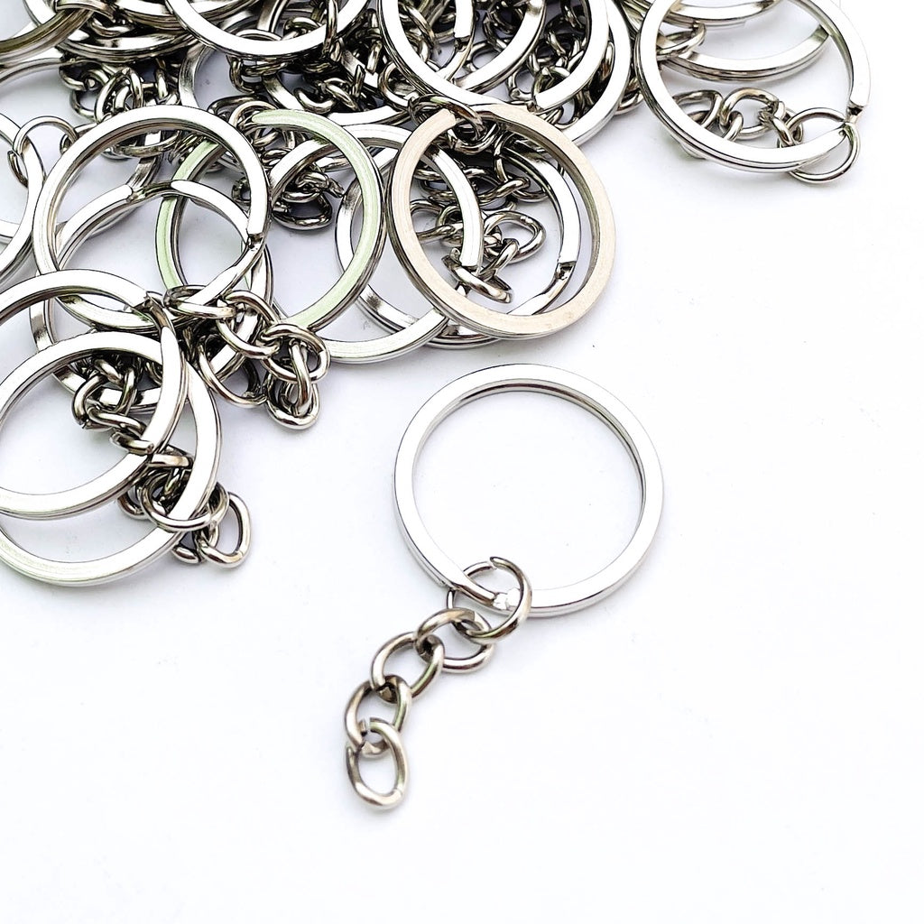 10pcs Flat Metal Keychain / Key Chain / Key Rings / Key Holder 25mm