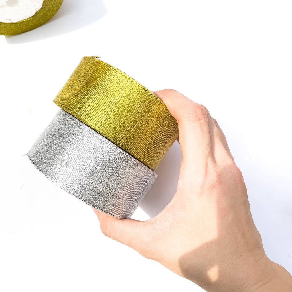 Metallic Ribbon Gold Silver Christmas Festive Ribbons 6 / 12 / 25 / 40 / 50 mm (25 yards)