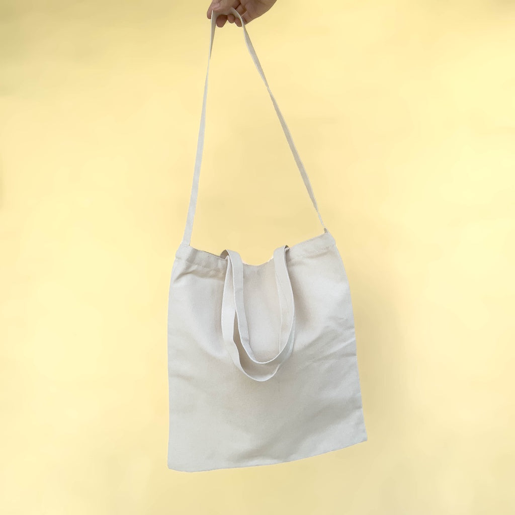 Thick Plain Canvas Tote Bag with Zipper and Crossbody Strap Katsa Sturdy Eco-friendy Fashionable Bag