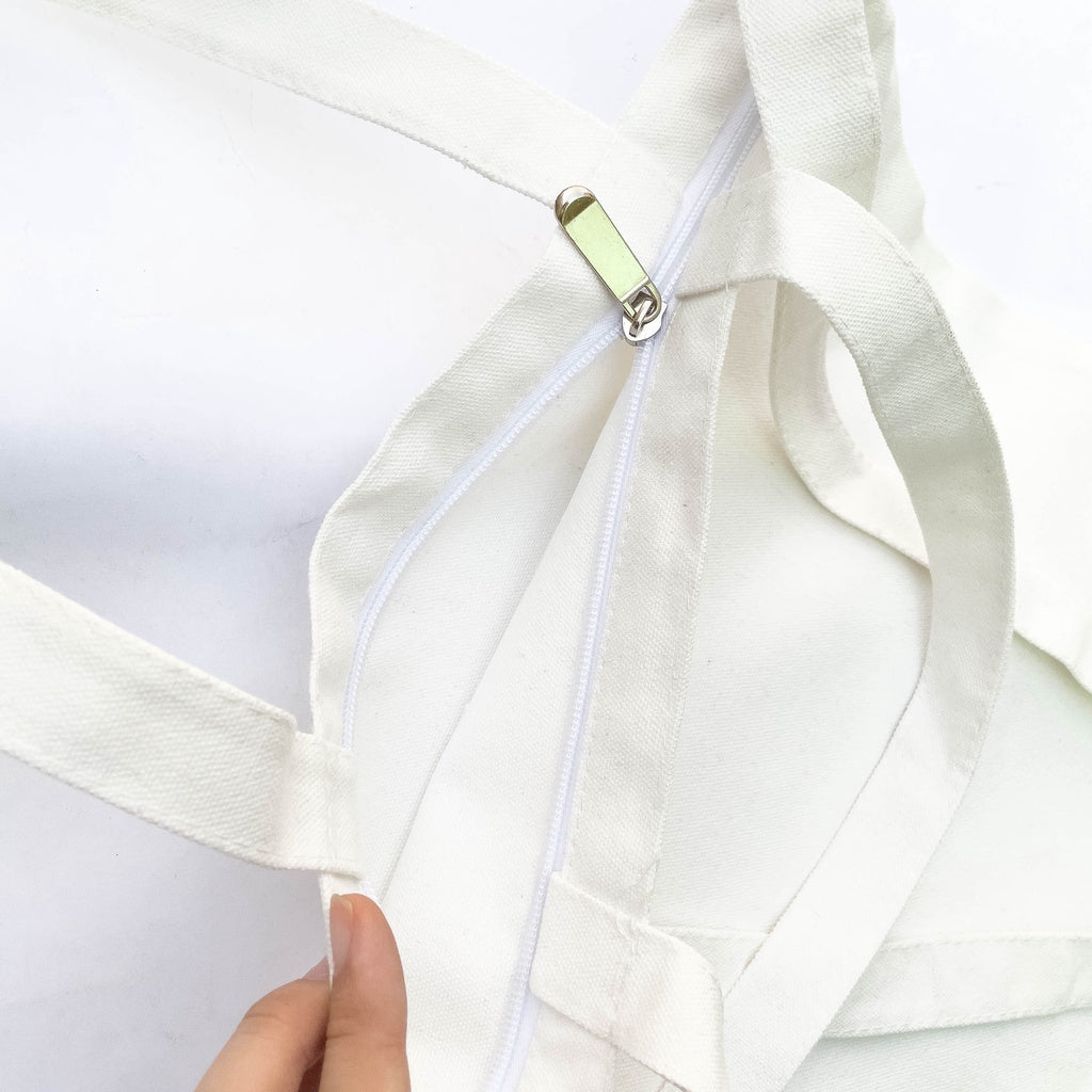 Thick Plain Canvas Tote Bag with Zipper and Crossbody Strap Katsa Sturdy Eco-friendy Fashionable Bag