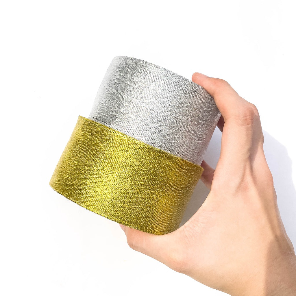 Metallic Ribbon Gold Silver Christmas Festive Ribbons 6 / 12 / 25 / 40 / 50 mm (25 yards)