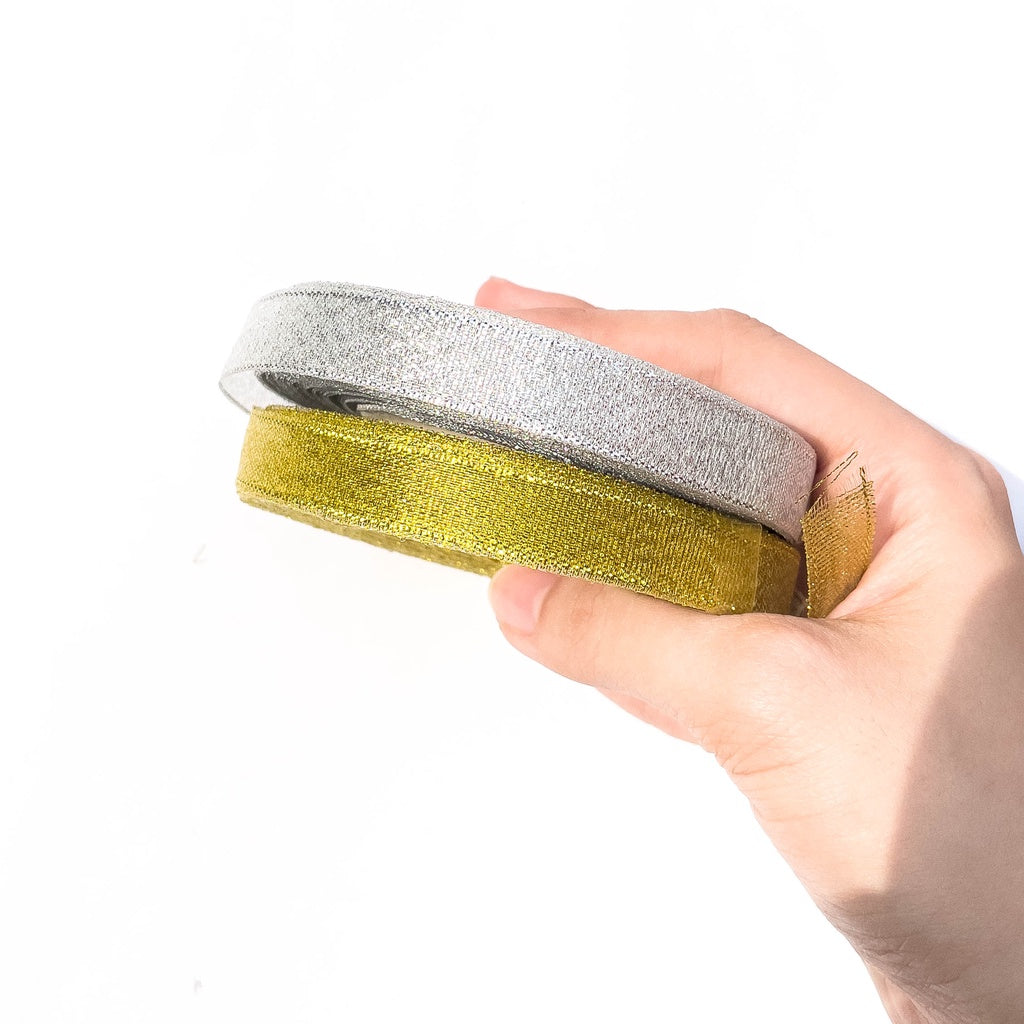 Metallic Ribbon Gold Silver Christmas Festive Ribbons 6 / 12 / 25 / 40 / 50 mm (25 yards)