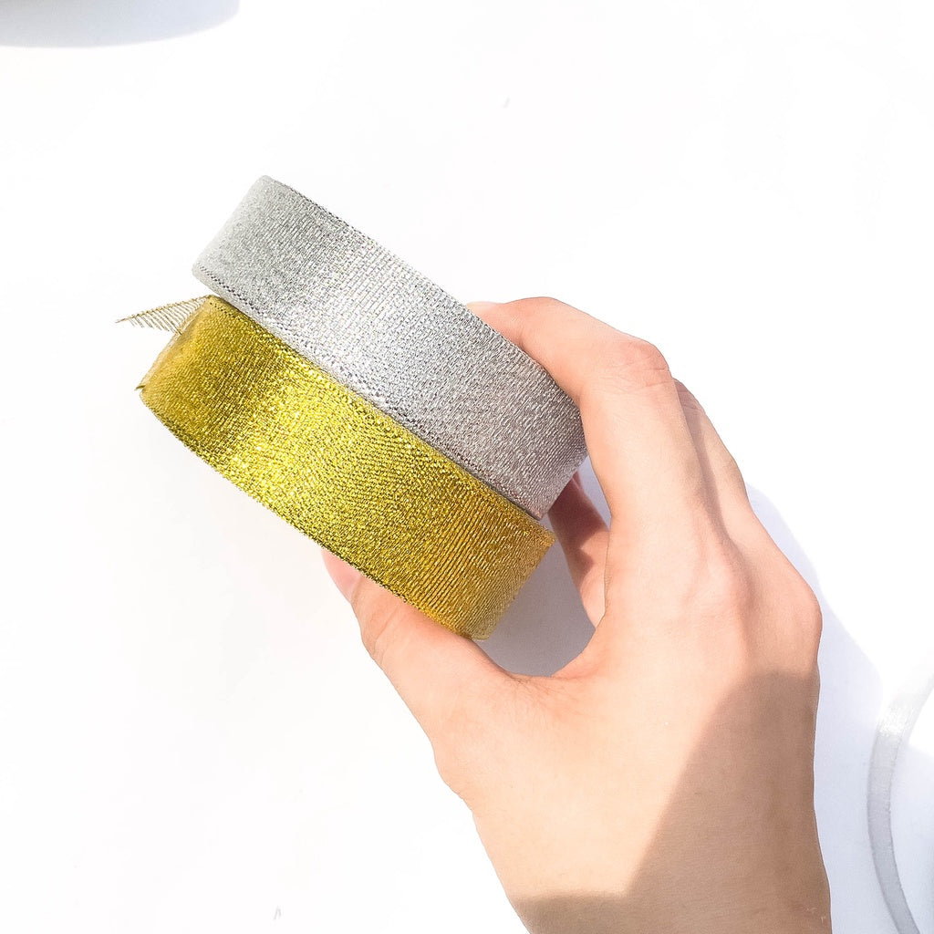 Metallic Ribbon Gold Silver Christmas Festive Ribbons 6 / 12 / 25 / 40 / 50 mm (25 yards)