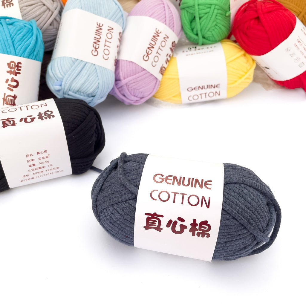 Genuine Cotton Tube Yarn 50g Cotton-Nylon Blend for Crochet and Knitting, Beginner Friendly