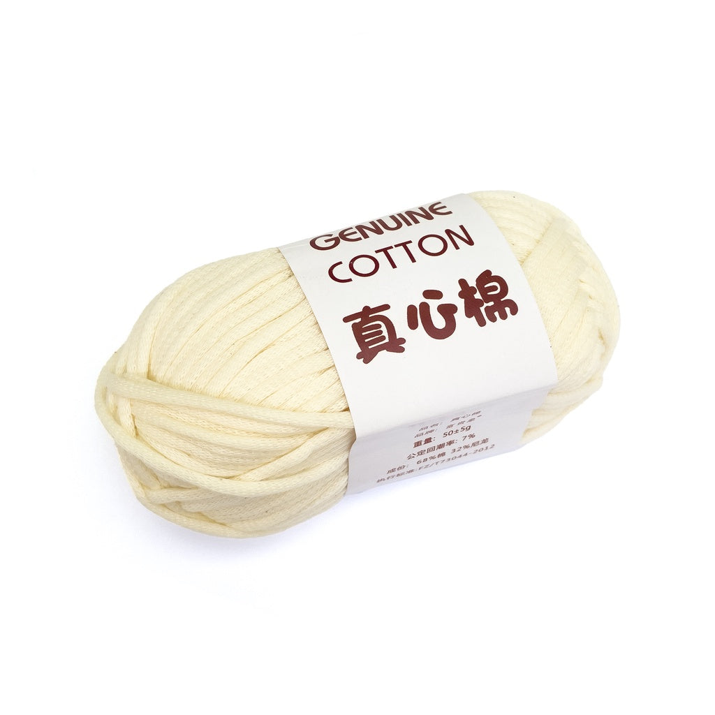 Genuine Cotton Tube Yarn 50g Cotton-Nylon Blend for Crochet and Knitting, Beginner Friendly