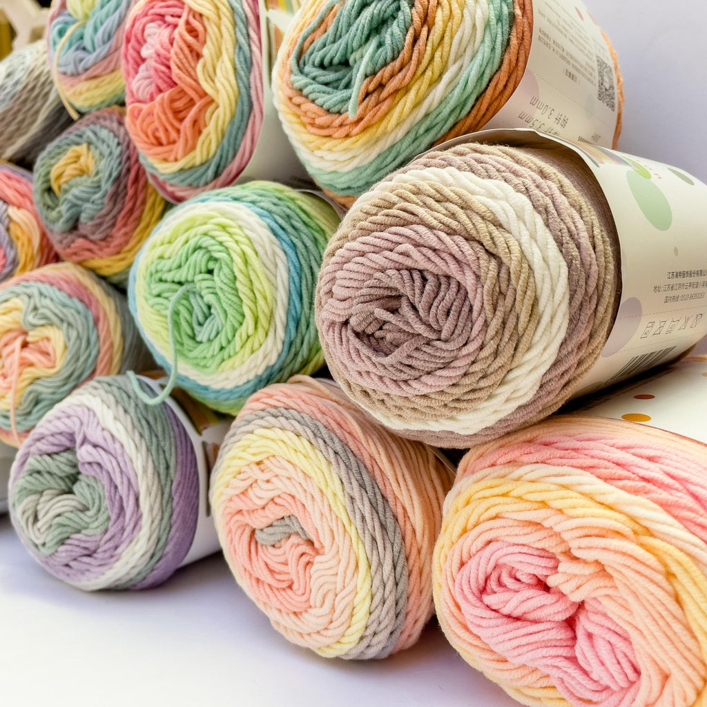 Rainbow Cotton Self-Striping Yarn Cotton-Acrylic Blend Yarn 5ply DK (1 ...