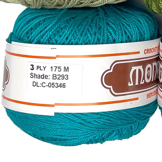 3ply Monaco Mercerized Crochet Cotton Thread Yarn 175m (40g)