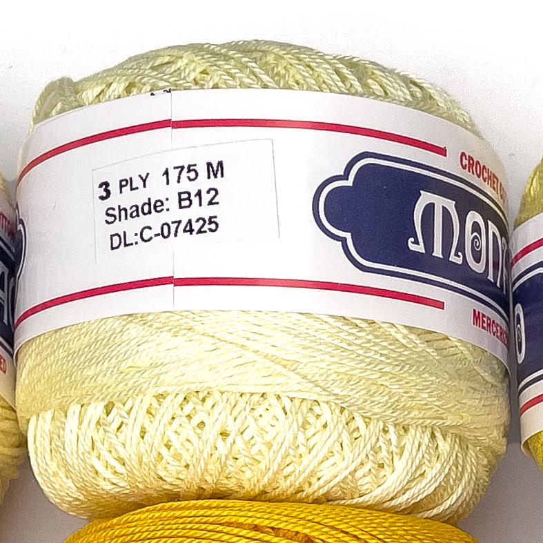 3ply Monaco Mercerized Crochet Cotton Thread Yarn 175m (40g)