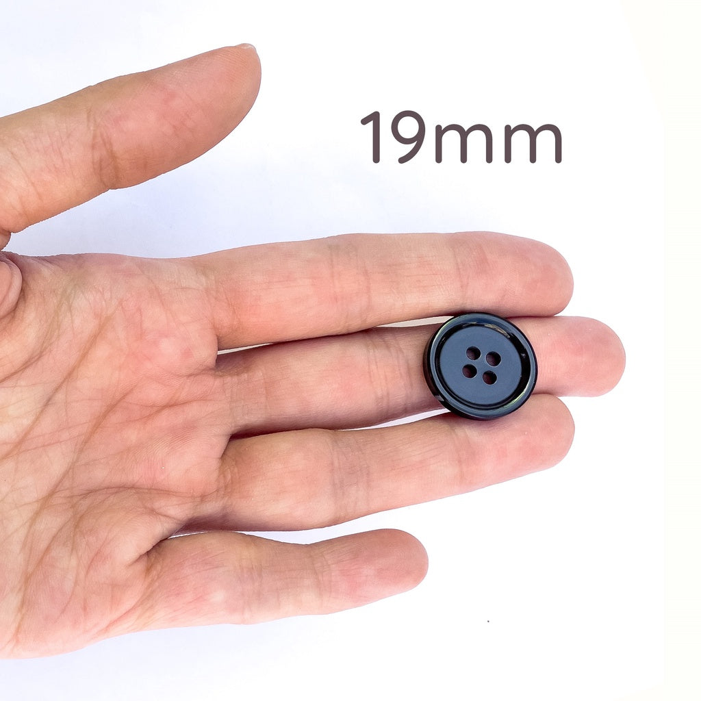 4-Hole Round Black Plastic Buttons 8mm / 11mm / 15mm / 18mm / 19mm / 20mm / 25mm / 28mm / 30mm