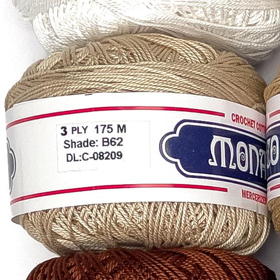 3ply Monaco Mercerized Crochet Cotton Thread Yarn 175m (40g)