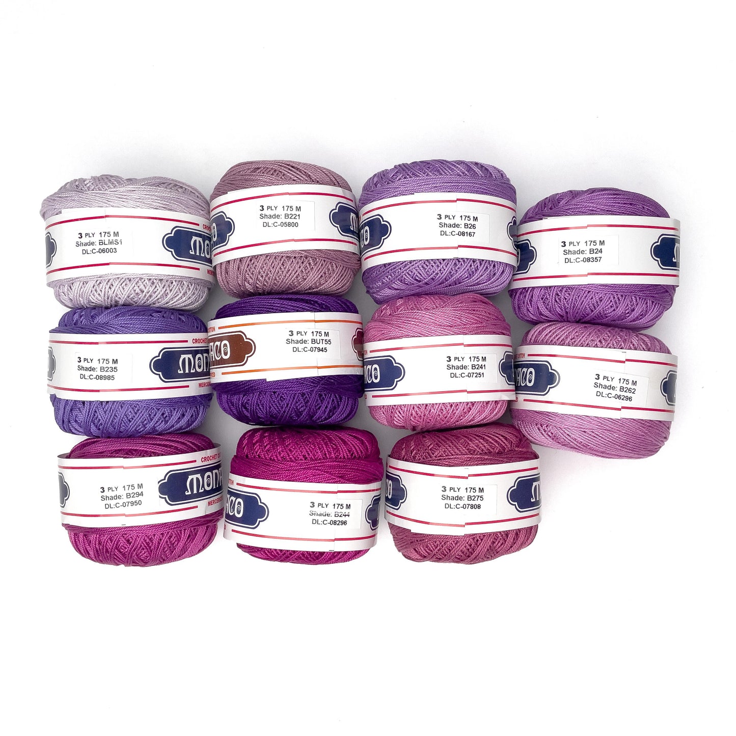 3ply Monaco Mercerized Crochet Cotton Thread Yarn 175m (40g)